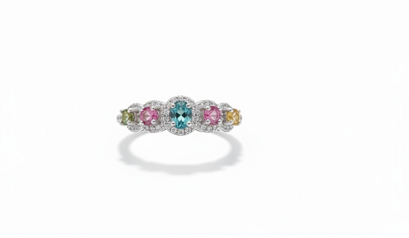 Anello Tormalina Multicolor Luxury, Argento s925