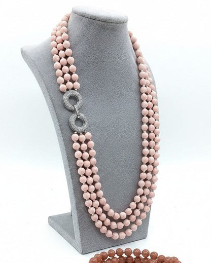 Long Necklace with Multicolor Sapphire Stones, S925 Silver and Gold