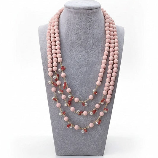 Long Necklace with Multicolor Sapphire Stones, S925 Silver and Gold