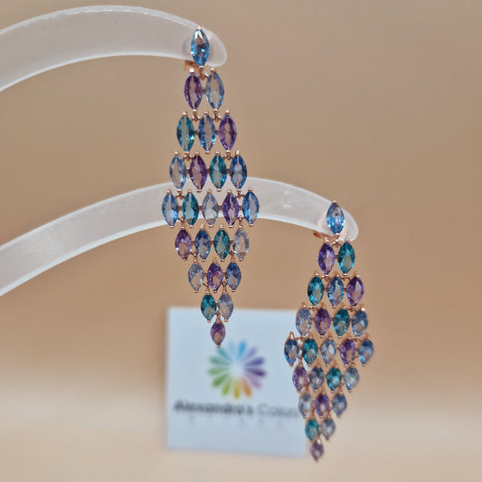 Orecchini Pendenti Rombo Brillanti, Argento s925