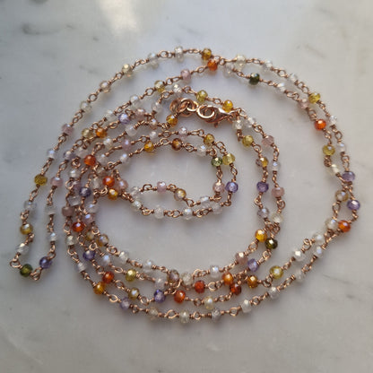 Collana Lunga Stile Rosario Arlecchino, in Argento s925