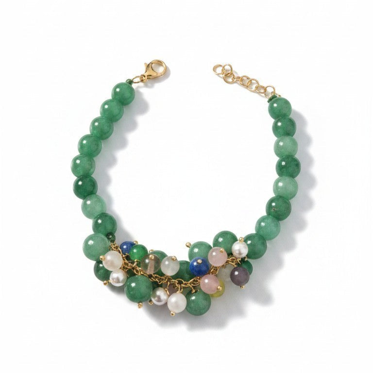 Bracciale Morbido a Grappolo, in Onice Verde