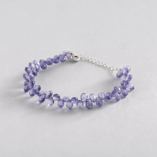 Bracciale Gocce di Tanzanite, Artigianato puro, Argento s925