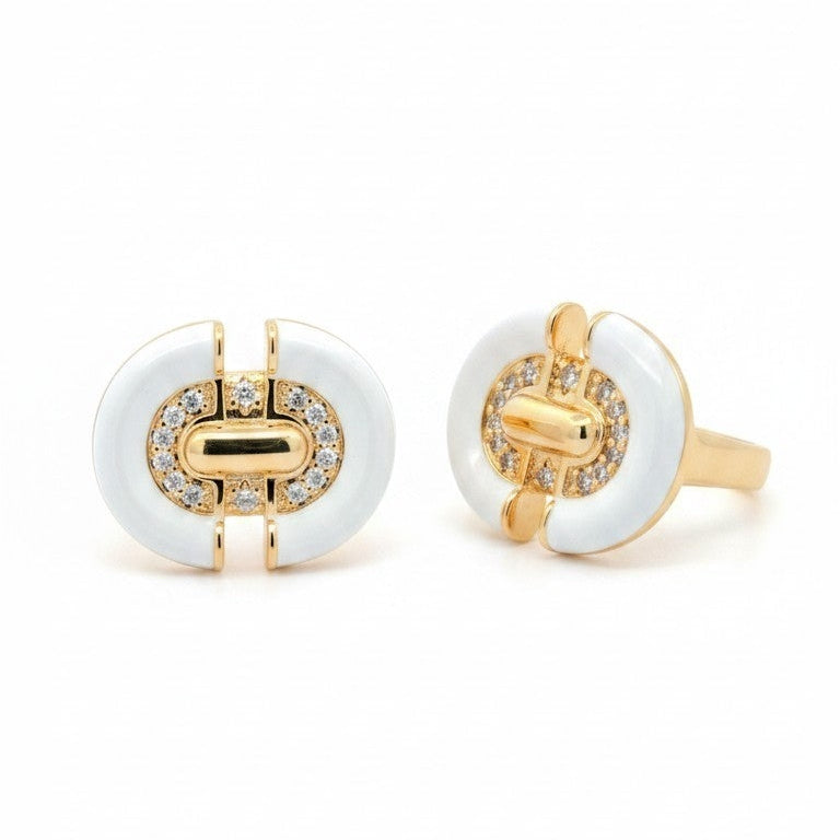 Anello Modello PENELOPE con smalto bianco, in ACCIAIO inox