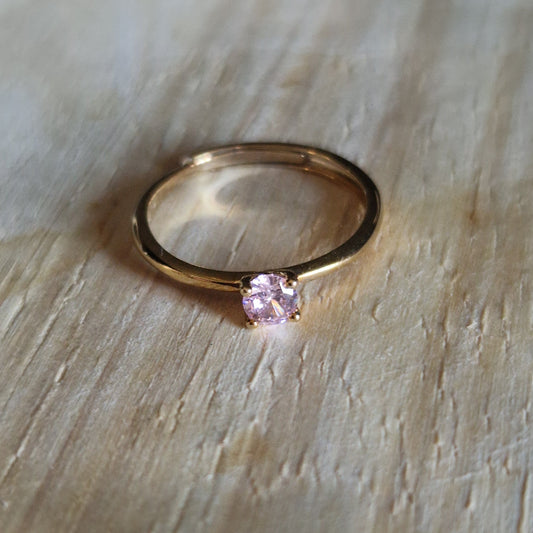 Anello Solitatio 4mm base GOLD Produzione Propria, in ARGENTO S925