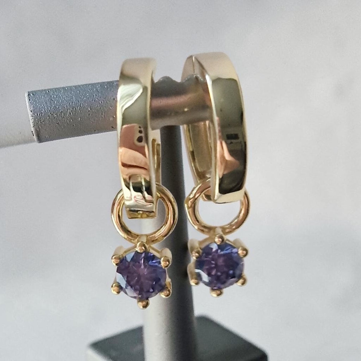 Hoop Earring with Round Pendant, in 925 Silver