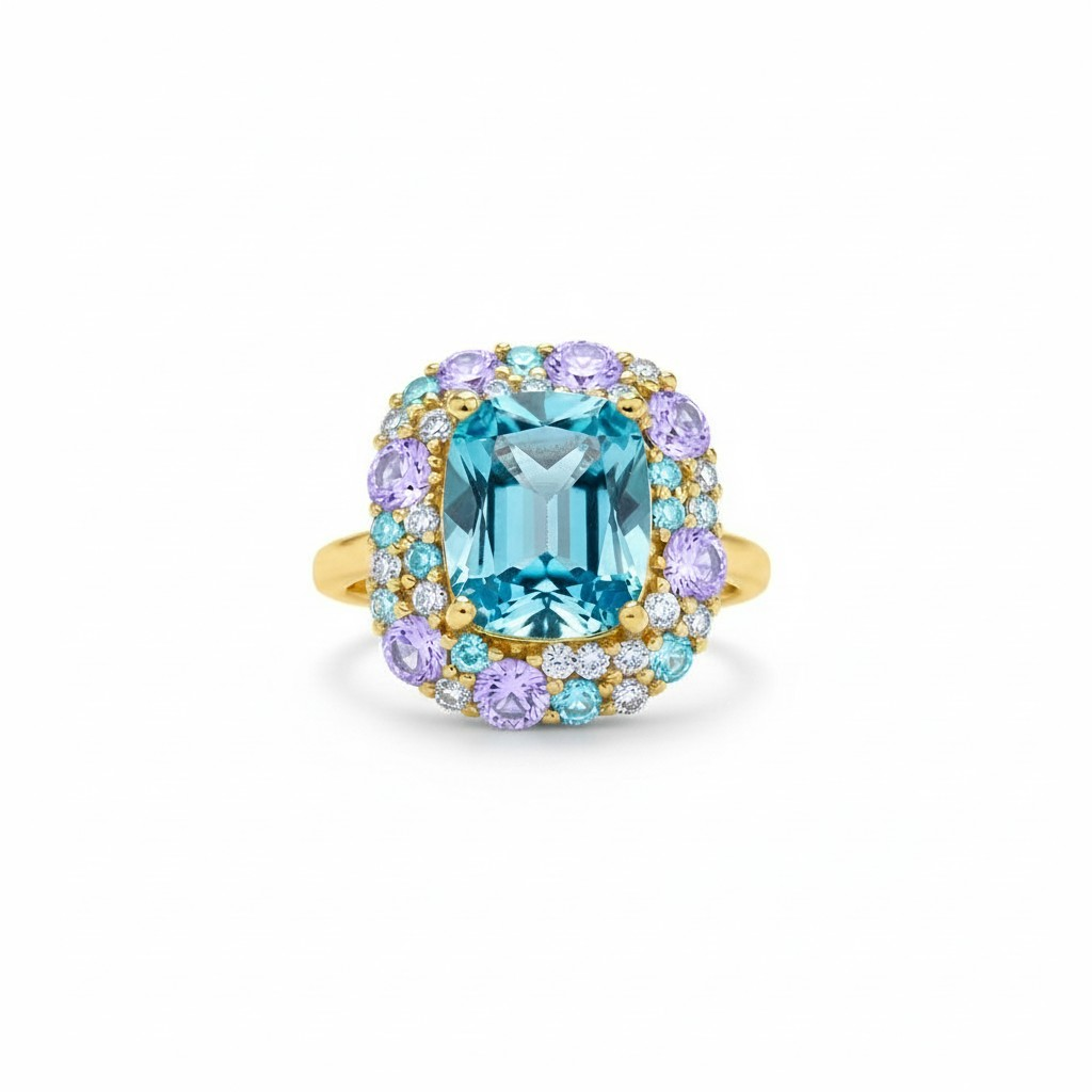 Brilliant Square Ring, in 925 Silver