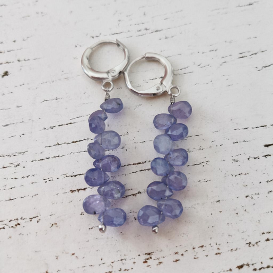 Orecchini Pendenti con gocce Tanzanite, Argento s925