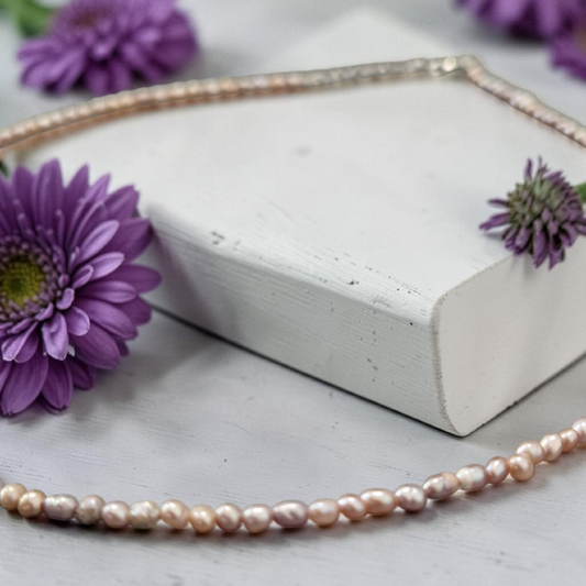 Collana con Perle d'acqua dolce Irregolari Rosa/viola, Argento S925