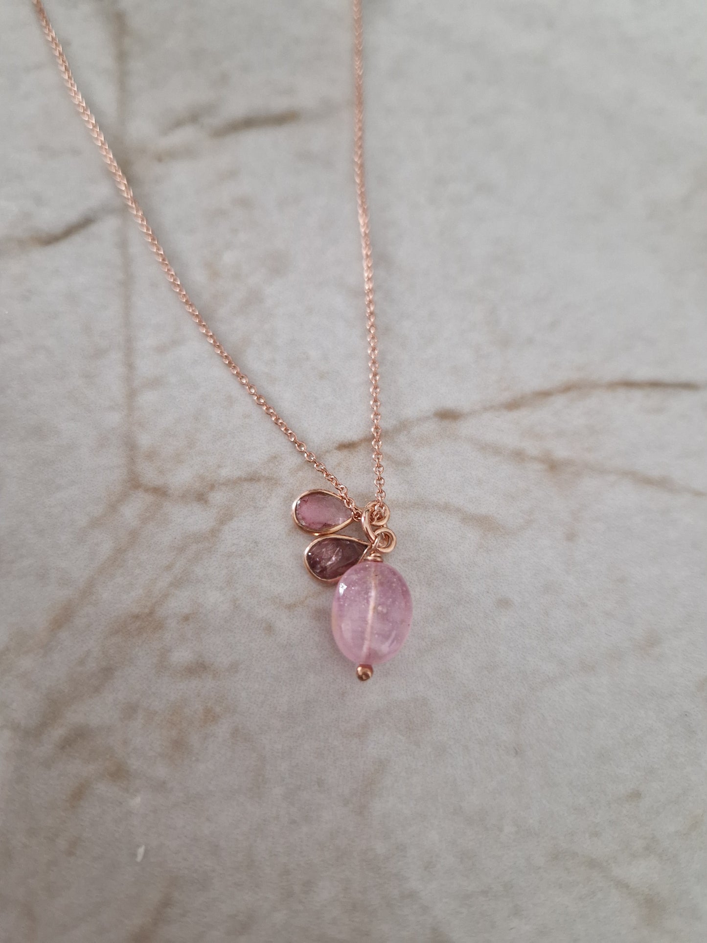 Collana con Quarzo Rosa, Argento s925