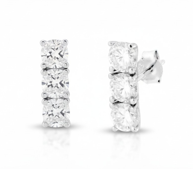 Orecchini Trilogy MOISSANITE certificata, in Argento S925
