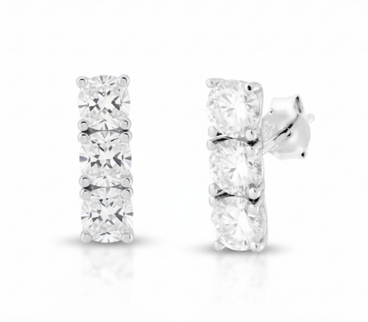 Orecchini Trilogy MOISSANITE certificata, in Argento S925