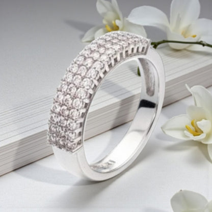 Anello Semi Veretta Luxury in MOISSANITE USA, in Argento S925