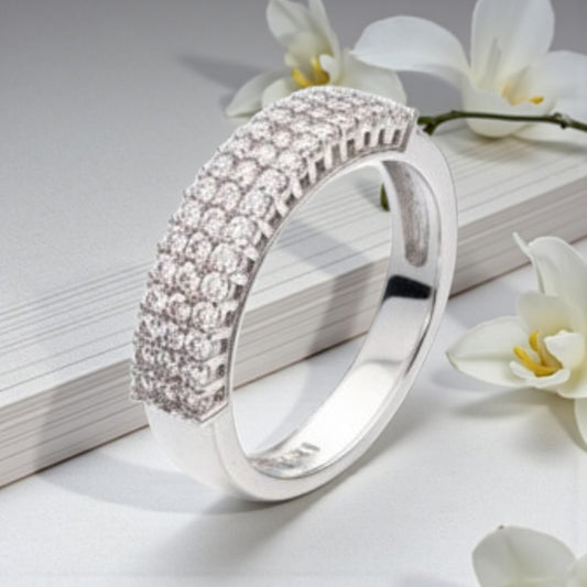 Anello Semi Veretta Luxury in MOISSANITE USA, in Argento S925