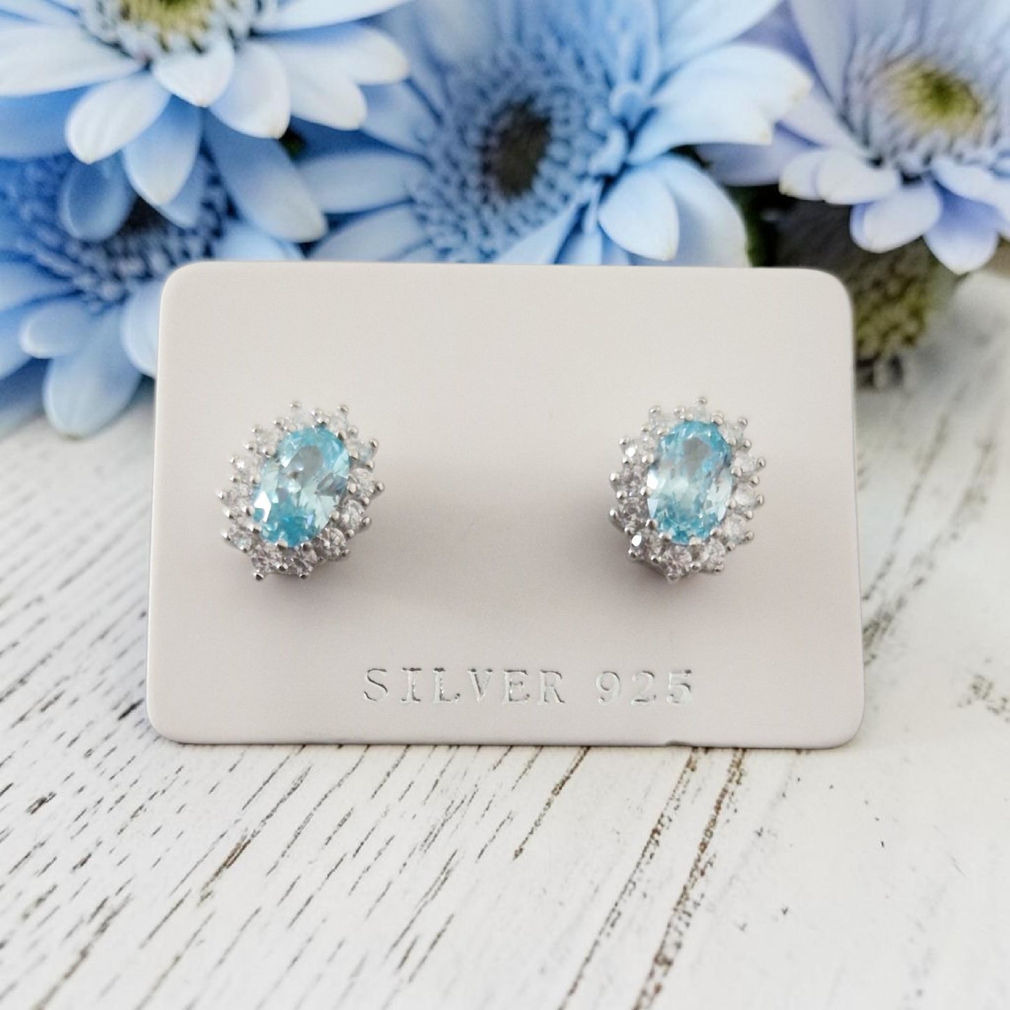 Paraiba Rectangle Earrings, in S925 SILVER