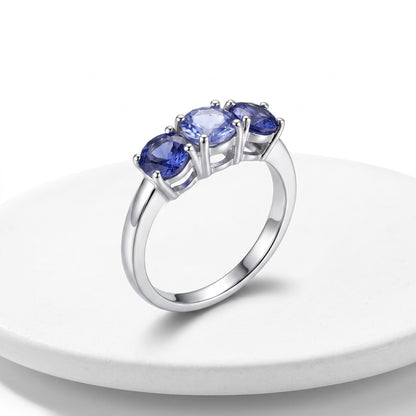 Anello TRILOGY color Tanzanite, ARGENTO S925