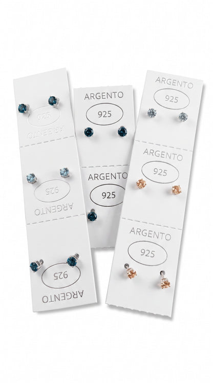 Orecchini Punto Luce COLORATI 4mm, Produzione Propria -  in Argento S925