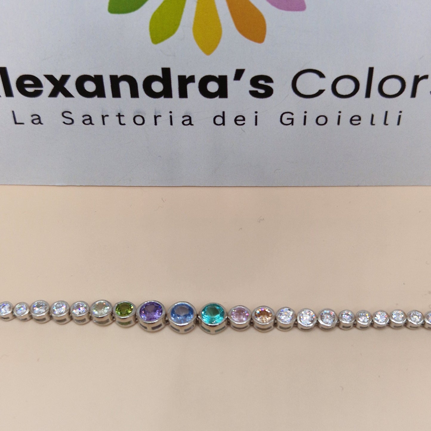 Bracciale Tennis Pallini Multicolor - in Argento S925