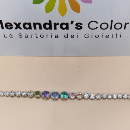 Bracciale Tennis Pallini Multicolor - in Argento S925
