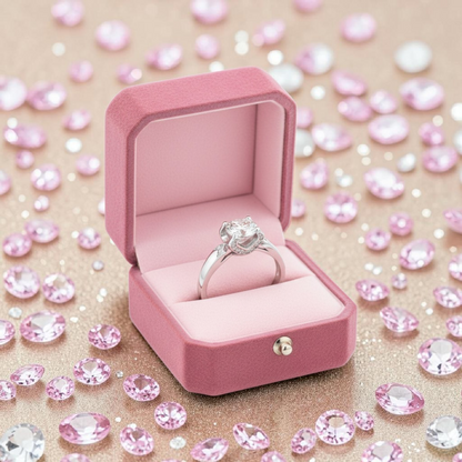 Anello Solitario Sospeso in MOISSANITE certificata, in Argento S925