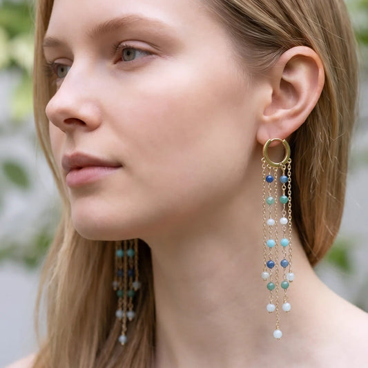 Orecchini Lunghi Multifilo Color, Argento s925