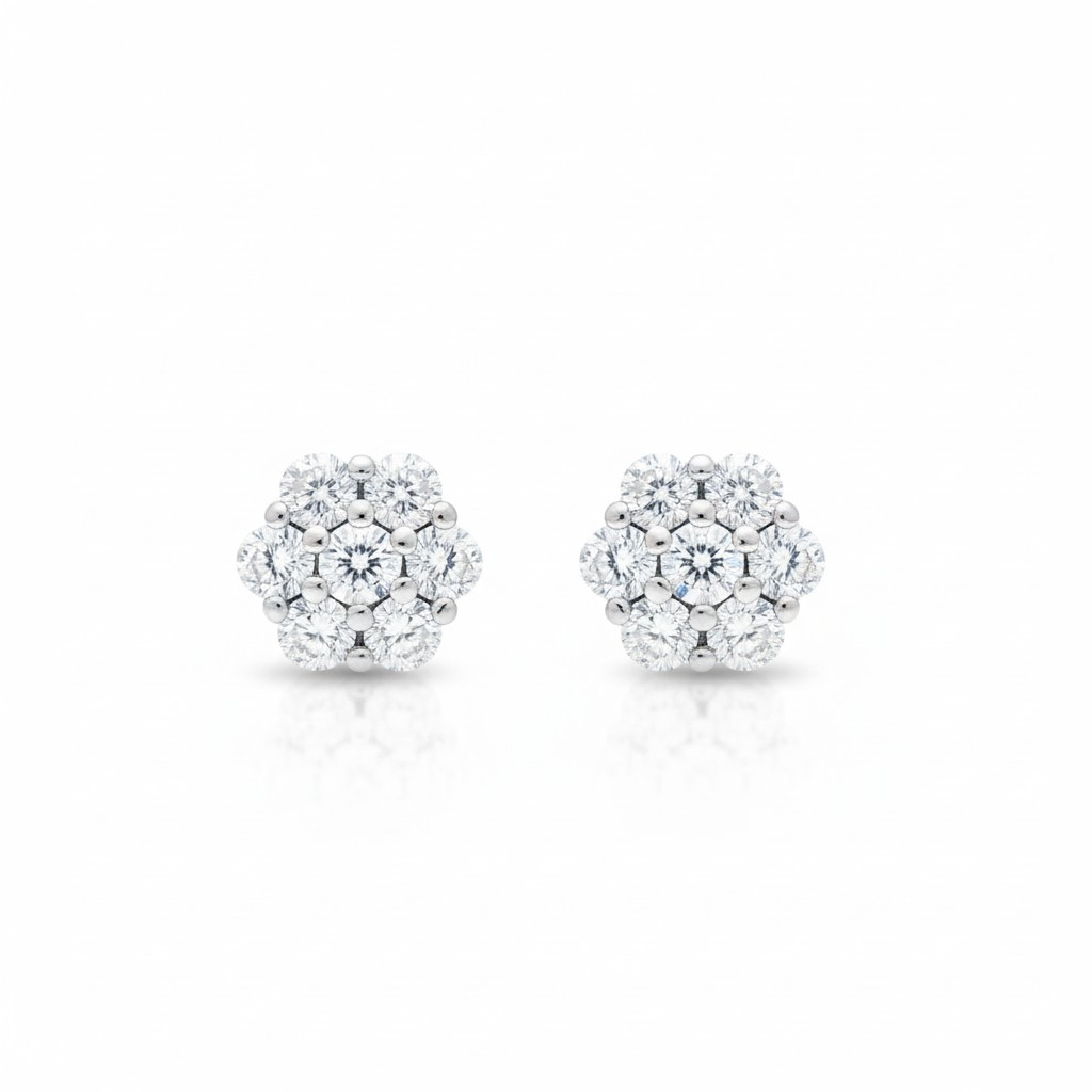 4-Petal Flower Ring, in S925 Silver and Zircons