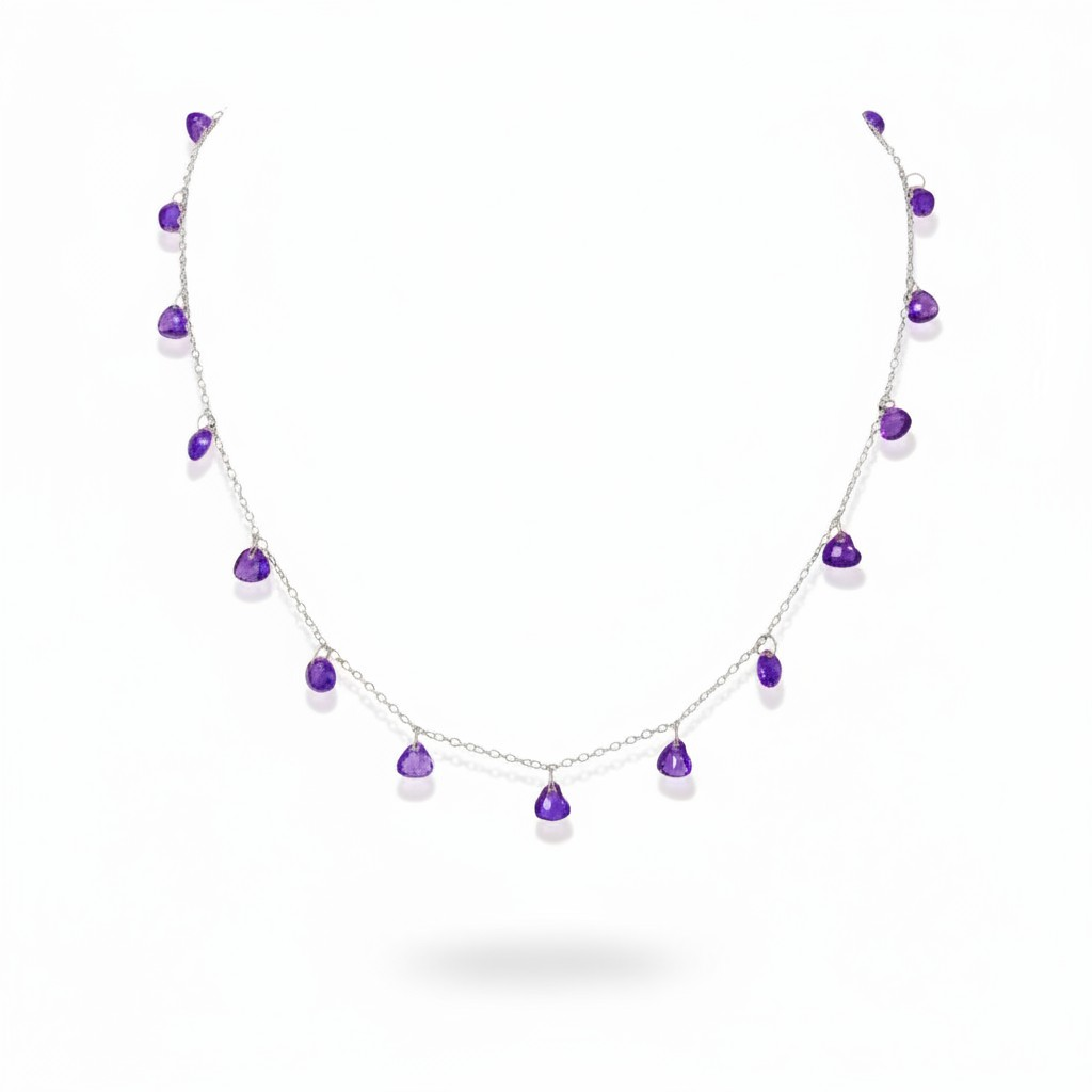 Multi-Pendant Zircon Heart Necklace, S925 Silver