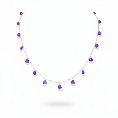 Multi-Pendant Zircon Heart Necklace, S925 Silver