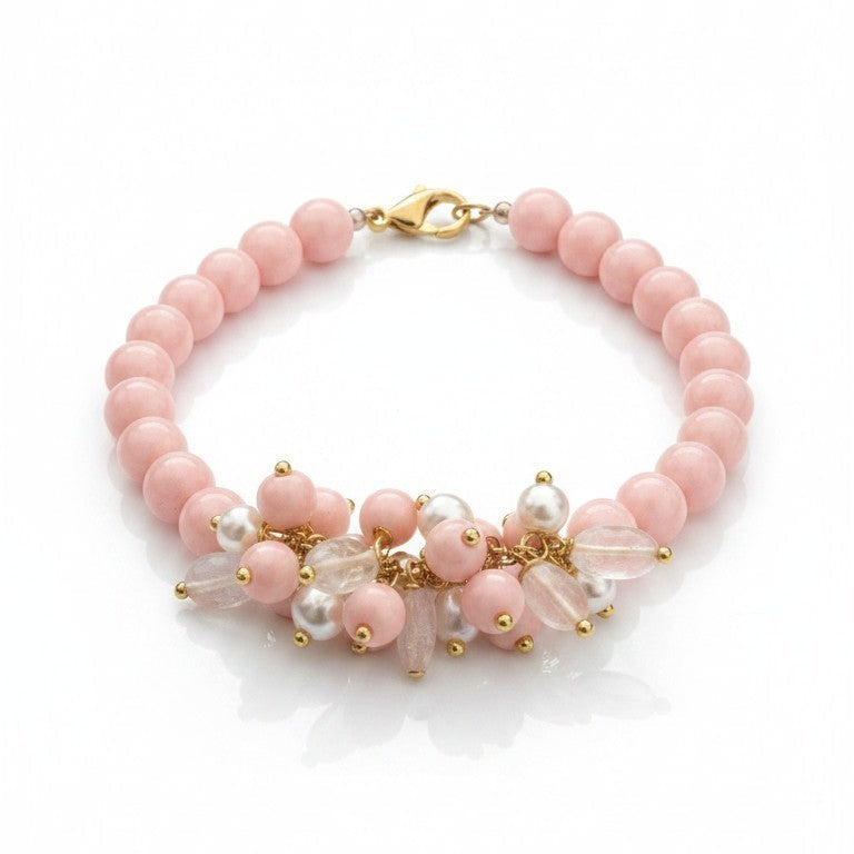 Bracciale Morbido a Grappolo, in Corallo Rosa