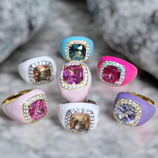 Anello Chevalier in Argento 925 con Zircone Quadrato