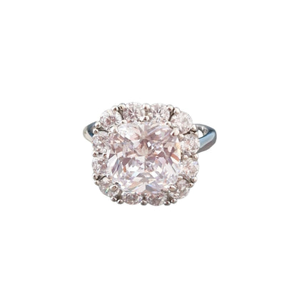 Square Pink Brilliance Ring, s925 Silver