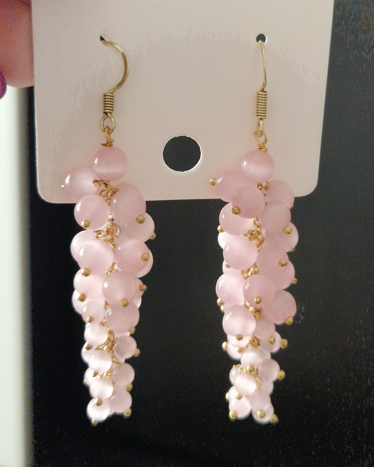 Orecchini a Grappolo Rosa, Argento s925 + ottone