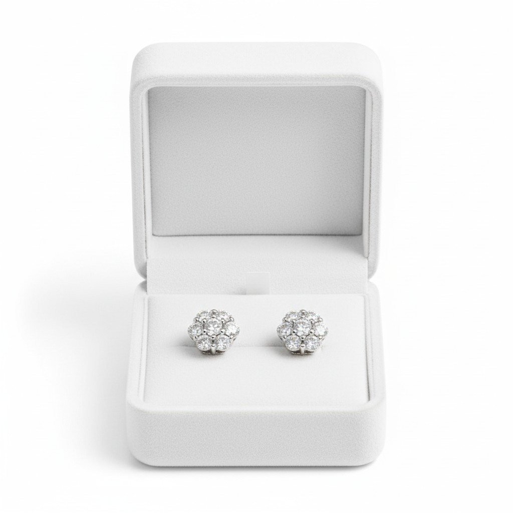 4-Petal Flower Ring, in S925 Silver and Zircons
