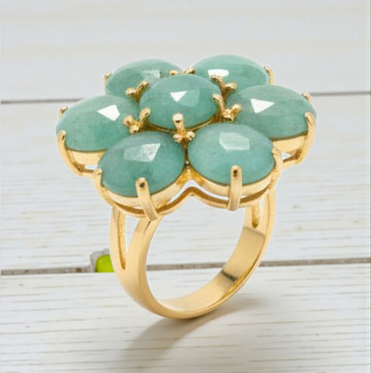 Anello Fiore in Pietre Preziose, Argento 925