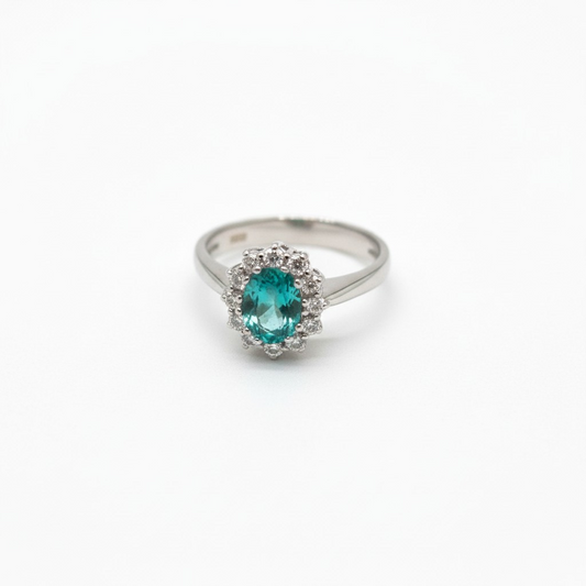 Anello Kate Paraiba, in ARGENTO S925 e zirconia 5A