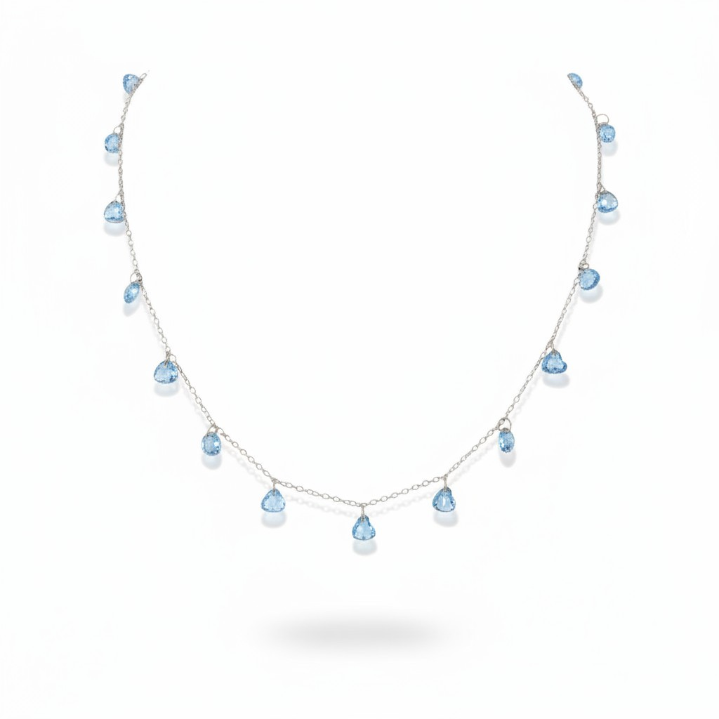 Multi-Pendant Zircon Heart Necklace, S925 Silver