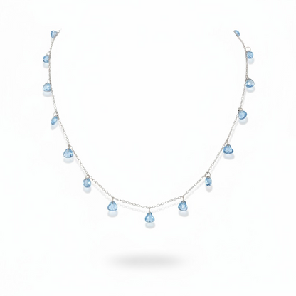 Multi-Pendant Zircon Heart Necklace, S925 Silver