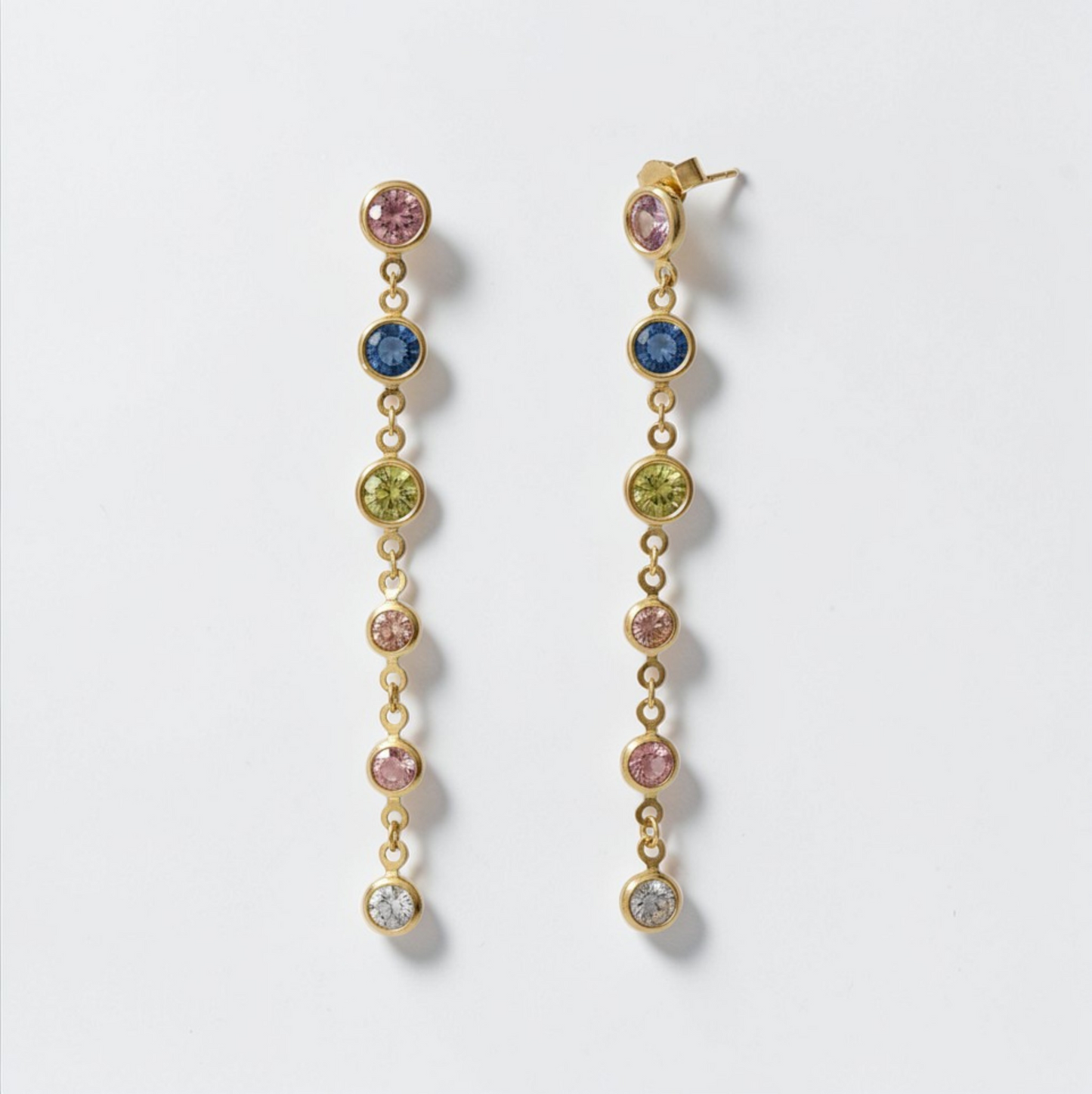 Orecchini Pendenti Punti Luce Multicolor, Argento s925