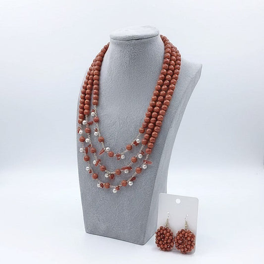 Long Necklace with Multicolor Sapphire Stones, S925 Silver and Gold