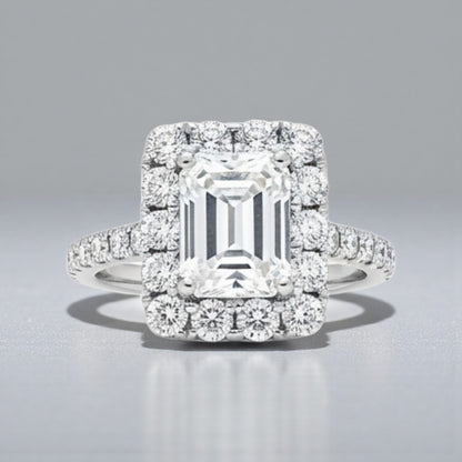 Anello Rettangolare Princess in MOISSANITE USA, in Argento S925