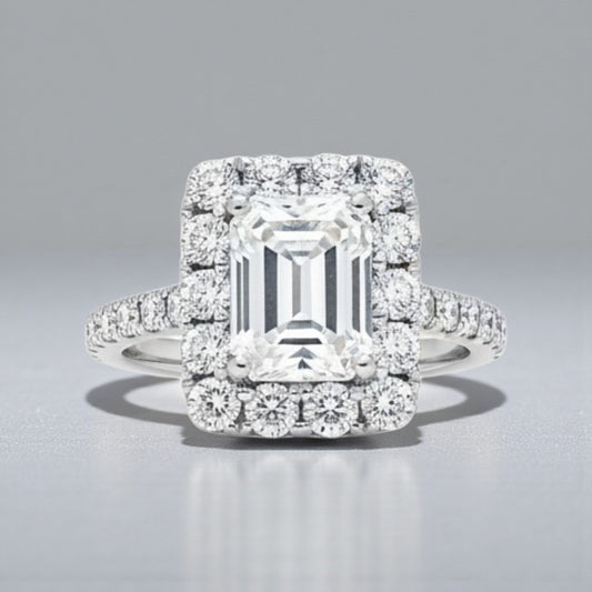 Anello Rettangolare Princess in MOISSANITE USA, in Argento S925