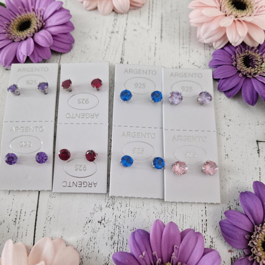 Orecchini Punto Luce COLORATI 5mm, Produzione Propria -  in Argento S925