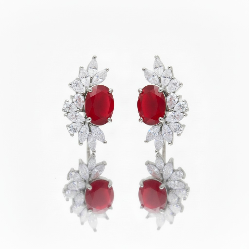 Orecchini Mezzo Fiore stile Kate, Argento s925