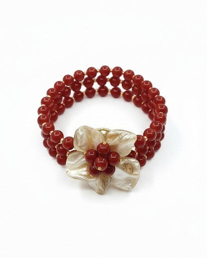 SET Collana Maxi Fiore con Rubino Sintetico e Conchiglia