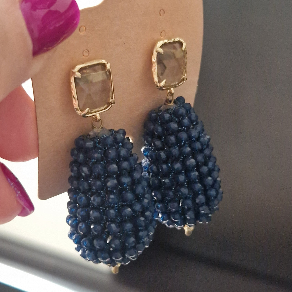 Orecchini Blu Notte con cristalli brillanti