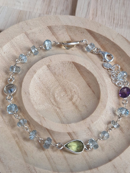 Blue Topaz and S925 Silver Bracelets