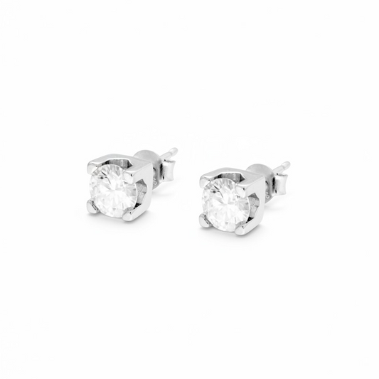 Orecchini punto luce MOISSANITE certificata, in Argento S925