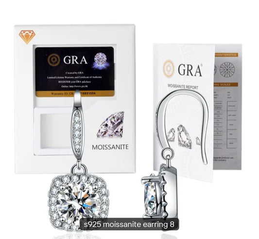 Orecchini Quadratino con MOISSANITE, in Argento S925