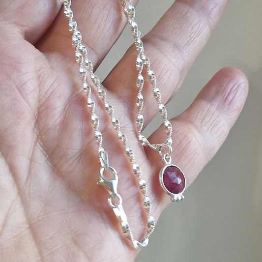 Collana Torcion con Ciondolo Tondo in Pietre Preziose / Diversi Colori