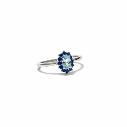 Anelli Micro kate Celeste e Blu Tanzanite, Argento S925